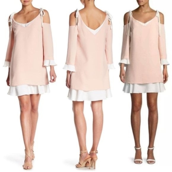 Nanette Lepore Layered Cold Shoulder Dress NWT Tied Shoulders Ruffles Size 4 - Picture 11 of 11